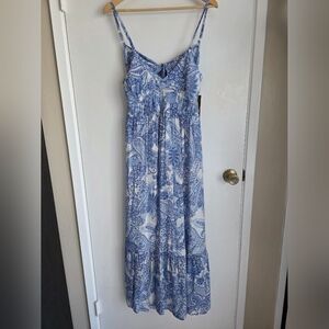 Just Found Blue Paisley Maxi Sundress with Spaghetti Straps Dress